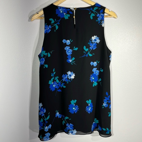 Calvin Klein Sleeveless Floral Blouse Double Layer Chiffon Size Large - Picture 3 of 6